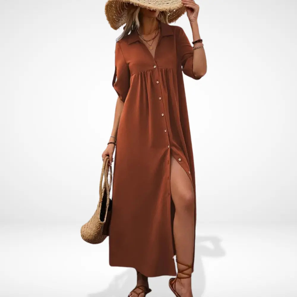 Elegantes Premium Sommerkleid mit Knopfleiste für Damen | Tessa -2