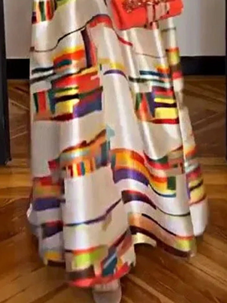 Women's Sleeveless Geometric Pattern Maxi Dress | Isabeau