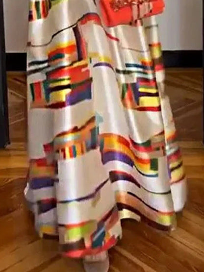 Women's Sleeveless Geometric Pattern Maxi Dress | Isabeau