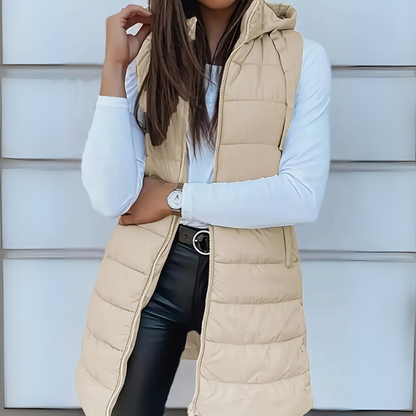 Women's Sleeveless Hooded Quilted Vest | Liora