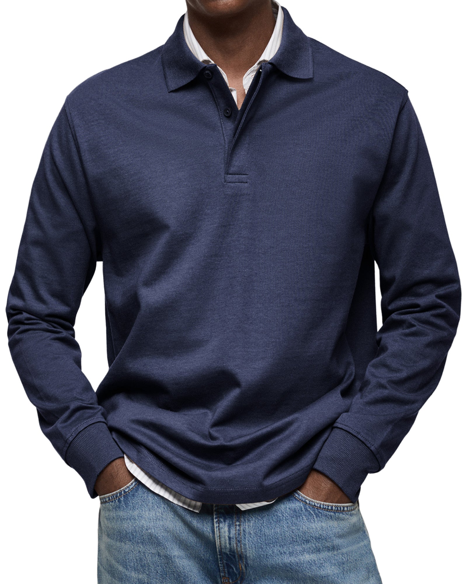 Elegantes Raffiniertes Polo Shirt mit langem Ärmel für Herren | Raffiniert -3