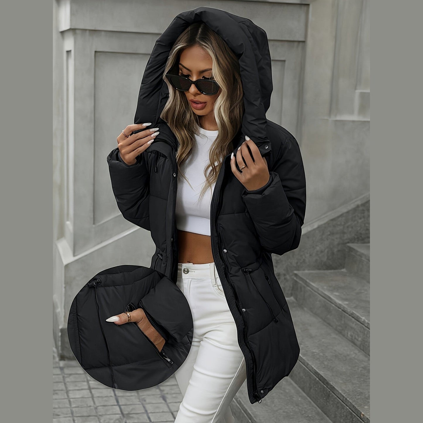 Oversized Winterparka Kapuze für Männer | Elvara -2