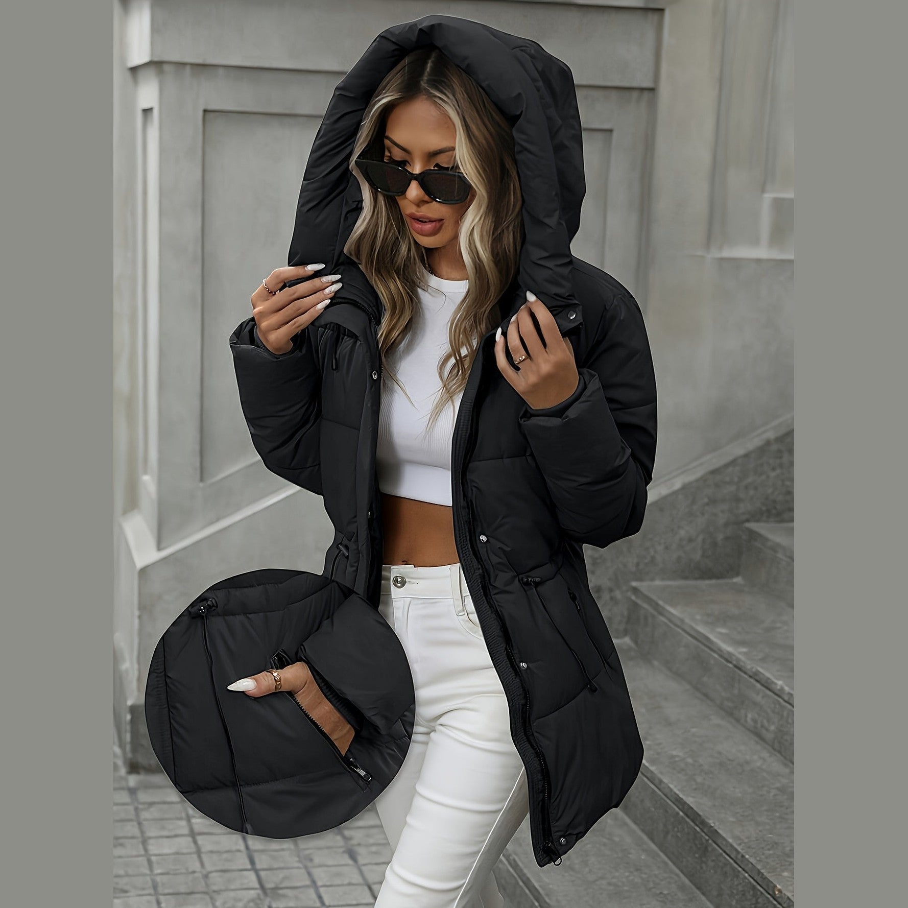 Oversized Winterparka Kapuze für Männer | Elvara -2