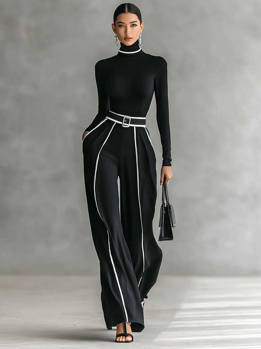 Elegantes Premium Set mit Kontrastdetails für Damen | Diseño Estilizador -3