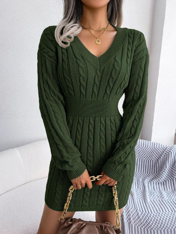 Ausschnitt Strickkleid Langarm für Frauen | Holly -8
