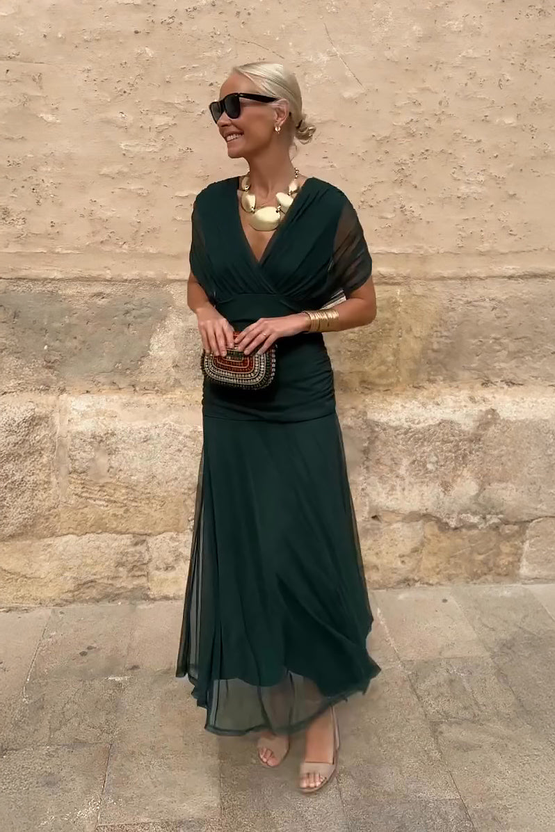 Klassisches Raffiniertes Kleid mit gekreuztem Design für Damen | Elegante Fluido -9