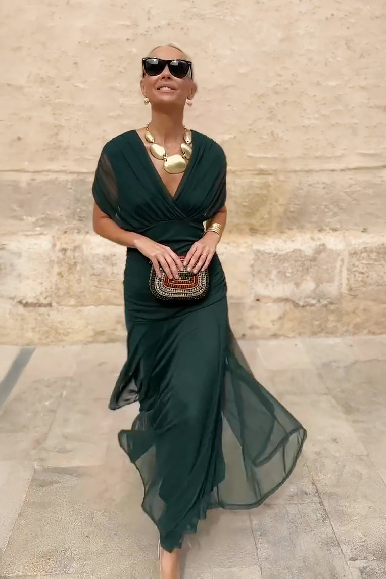 Klassisches Raffiniertes Kleid mit gekreuztem Design für Damen | Elegante Fluido -10