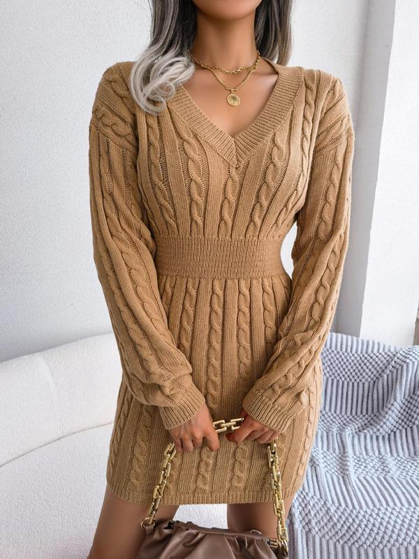 Ausschnitt Strickkleid Langarm für Frauen | Holly -1