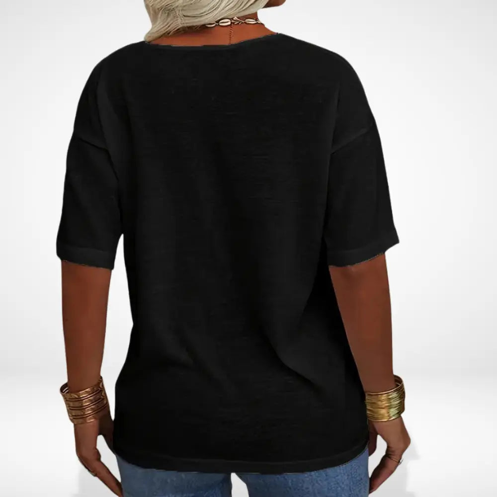 Stilvolles Raffiniertes T-Shirt mit V-Ausschnitt für Damen | Elba -2