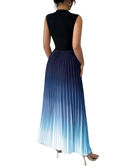 Sleeveless Ombre Pleated Skirt Evening Dress | YZA