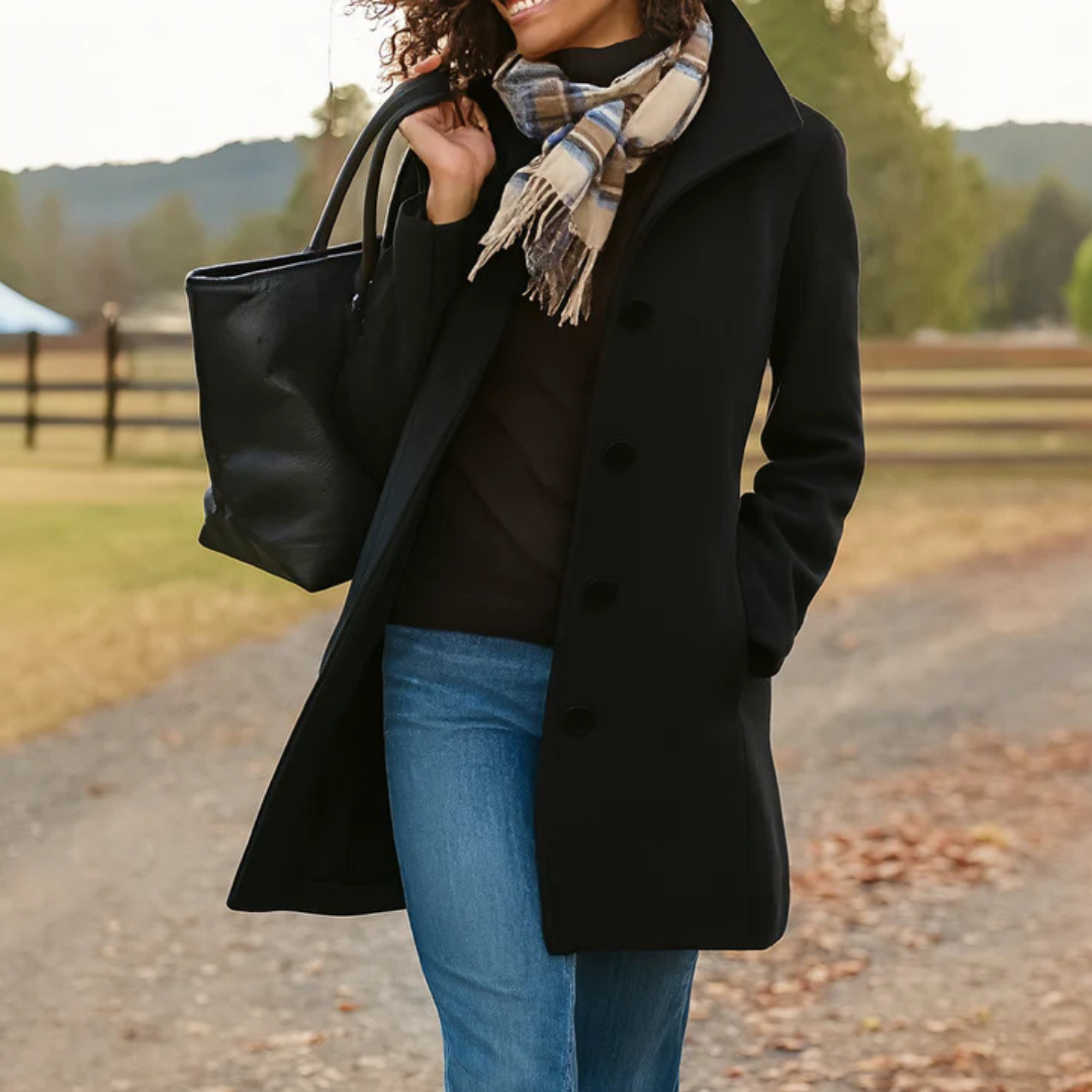 Eleganter Mantel Knopfleiste für Frauen | Mirella -3