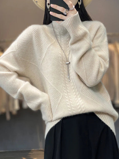 Eleganter Rollkragenpullover mit Zopfmuster für Damen | Alvienne