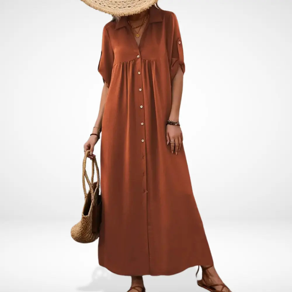 Elegantes Premium Sommerkleid mit Knopfleiste für Damen | Tessa -3