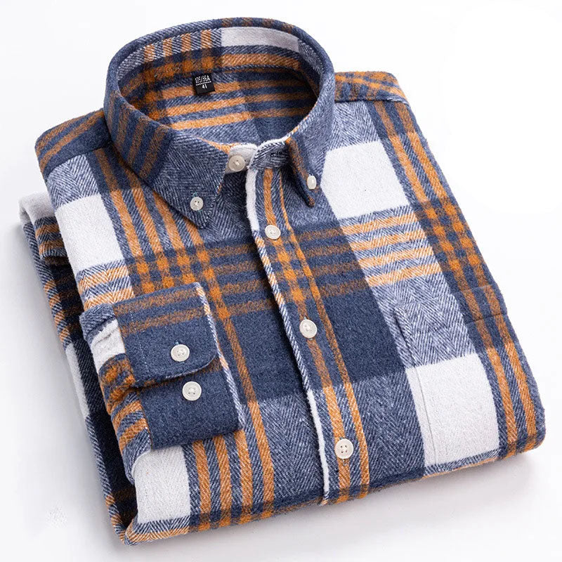 Checked Long Sleeve Button-Down Shirt for Men | Everett