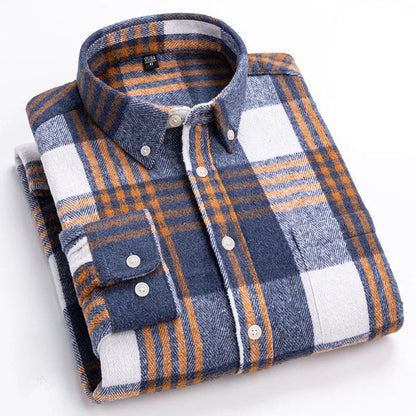Checked Long Sleeve Button-Down Shirt for Men | Everett
