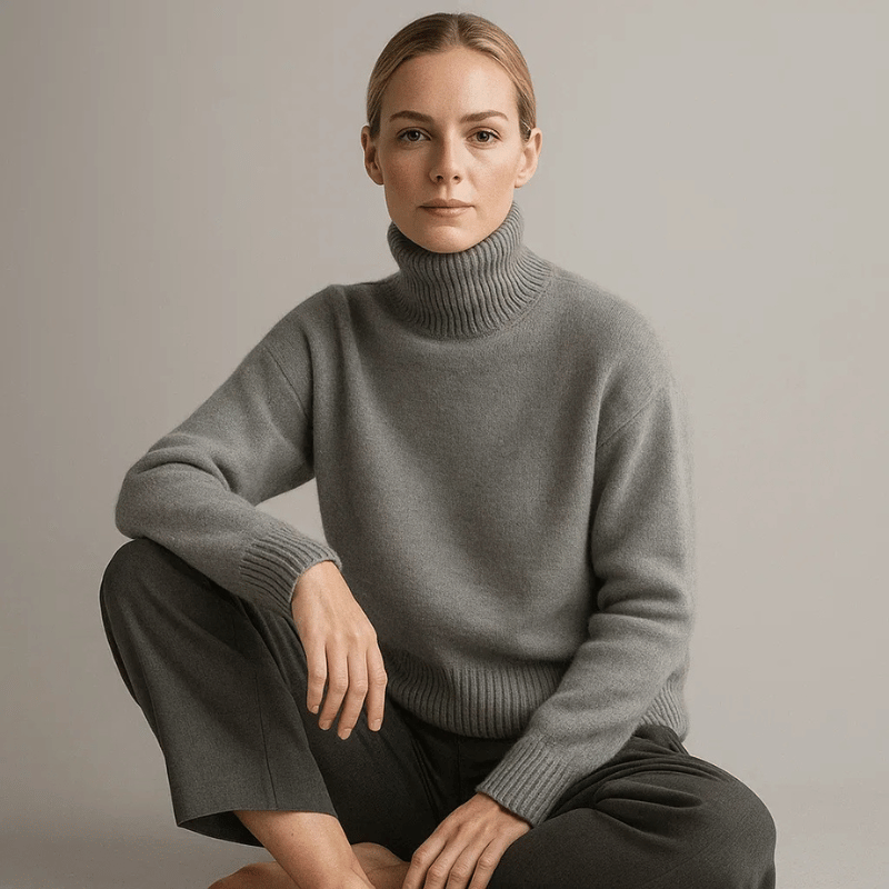 Oversized Rollkragenpullover Silhouette für Frauen | Elowira -6
