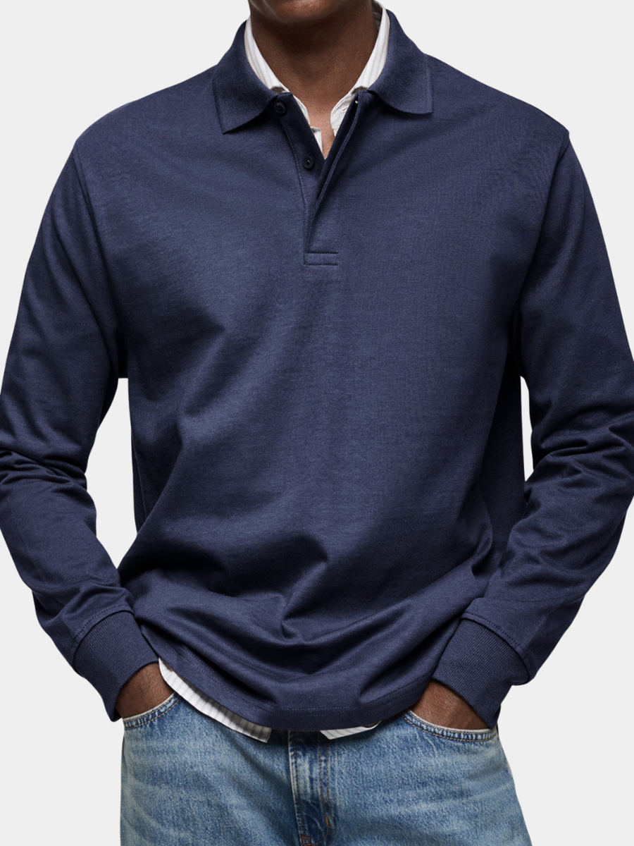 Elegantes Raffiniertes Polo Shirt mit langem Ärmel für Herren | Raffiniert -1