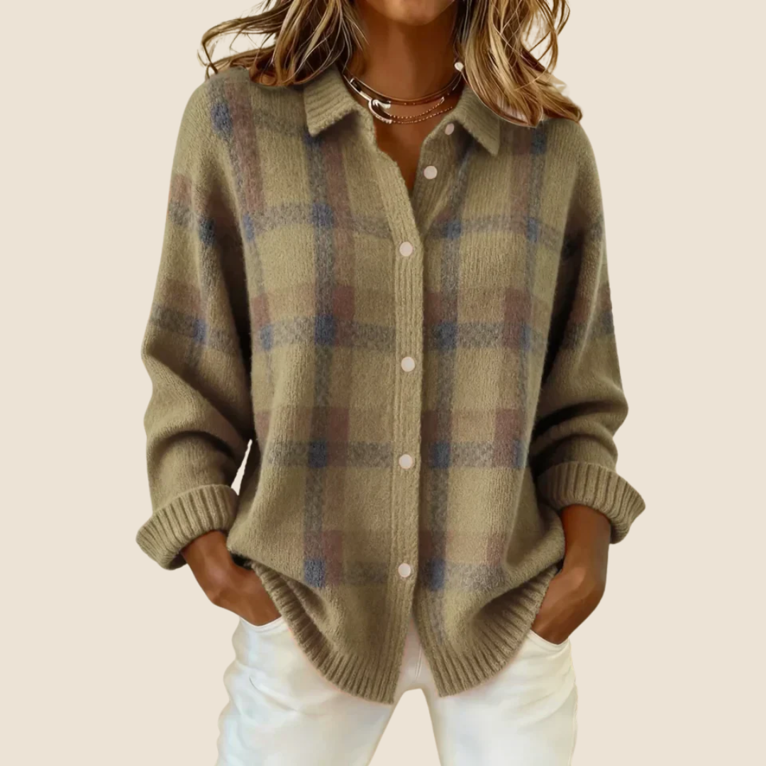 Karierter Pullover Kragen für Frauen | Seraphine -6