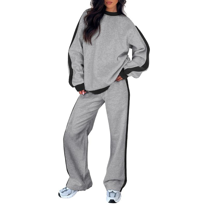 Damen Lounge-Set bequem 2-teilig mit Sweatshirt und gerader Hose | Elvara