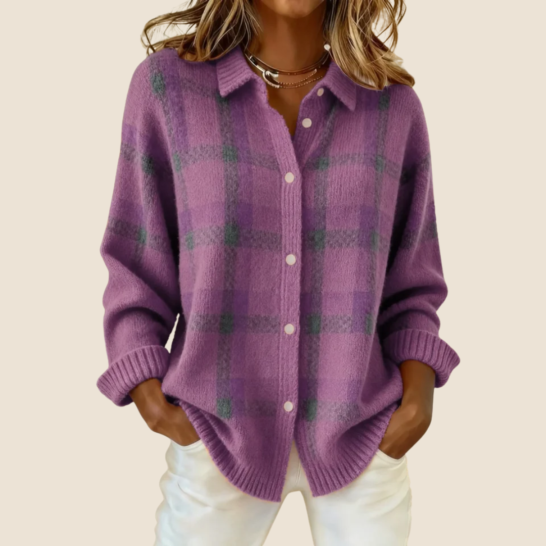 Karierter Pullover Kragen für Frauen | Seraphine -5