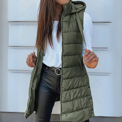 Women's Sleeveless Hooded Quilted Vest | Liora