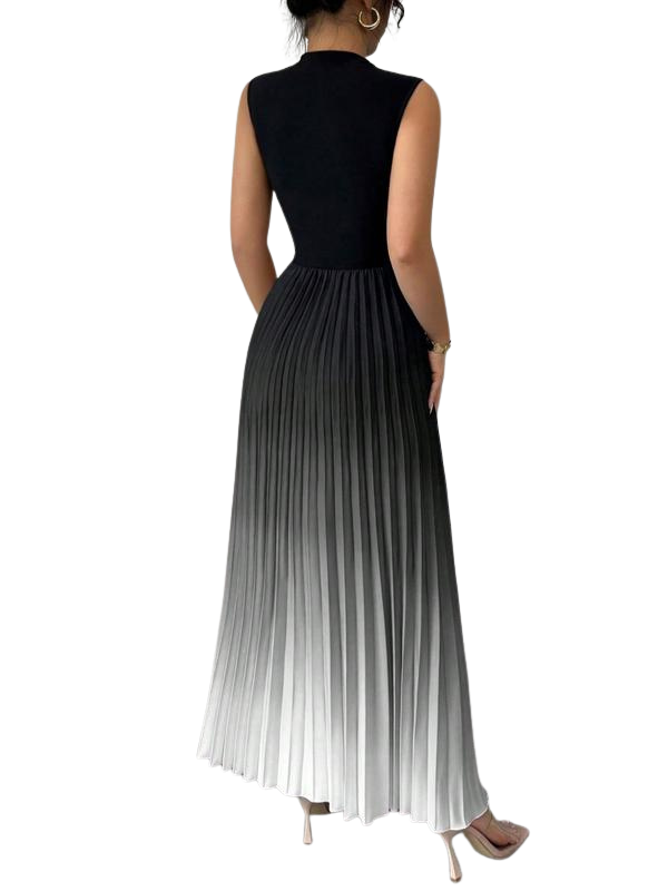 Sleeveless Ombre Pleated Skirt Evening Dress | YZA