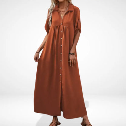 Elegantes Premium Sommerkleid mit Knopfleiste für Damen | Tessa -4