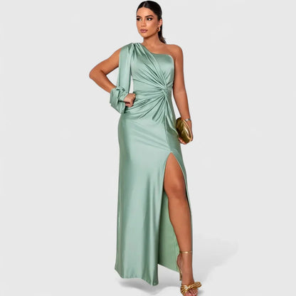 Elegantes Raffiniertes Maxikleid mit asymmetrischem Schnitt für Damen | Eleonora -10