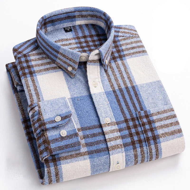 Checked Long Sleeve Button-Down Shirt for Men | Everett