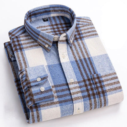 Checked Long Sleeve Button-Down Shirt for Men | Everett