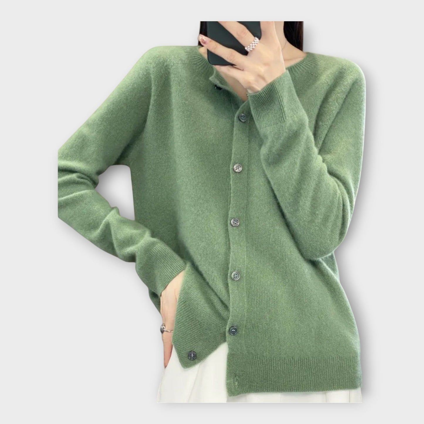 Elegante Feine Strickjacke mit Knopfleiste für Damen | Isabella -7
