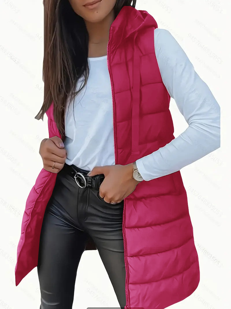 Women's Sleeveless Hooded Quilted Vest | Liora