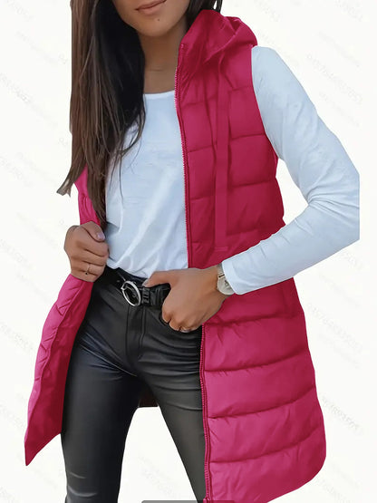 Women's Sleeveless Hooded Quilted Vest | Liora