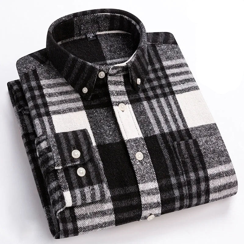 Checked Long Sleeve Button-Down Shirt for Men | Everett