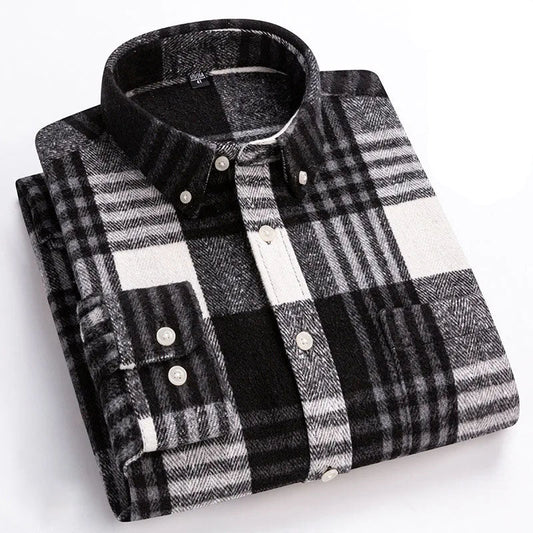 Checked Long Sleeve Button-Down Shirt for Men | Everett