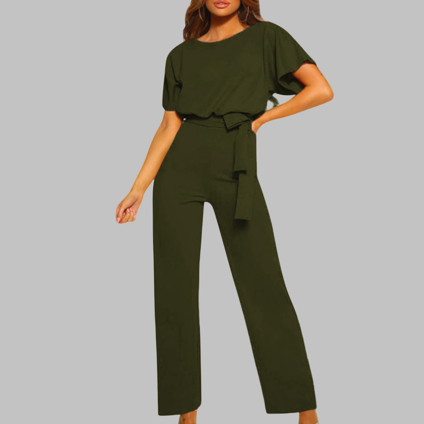 Legerer Jumpsuit mit Batwing-Ärmeln und Bindegürtel | Wannon