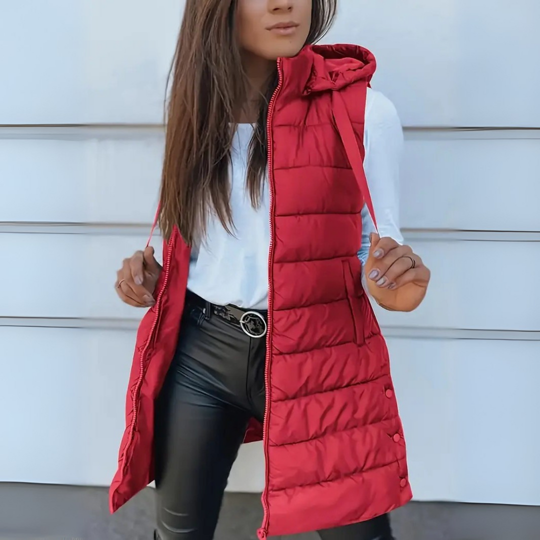 Women's Sleeveless Hooded Quilted Vest | Liora