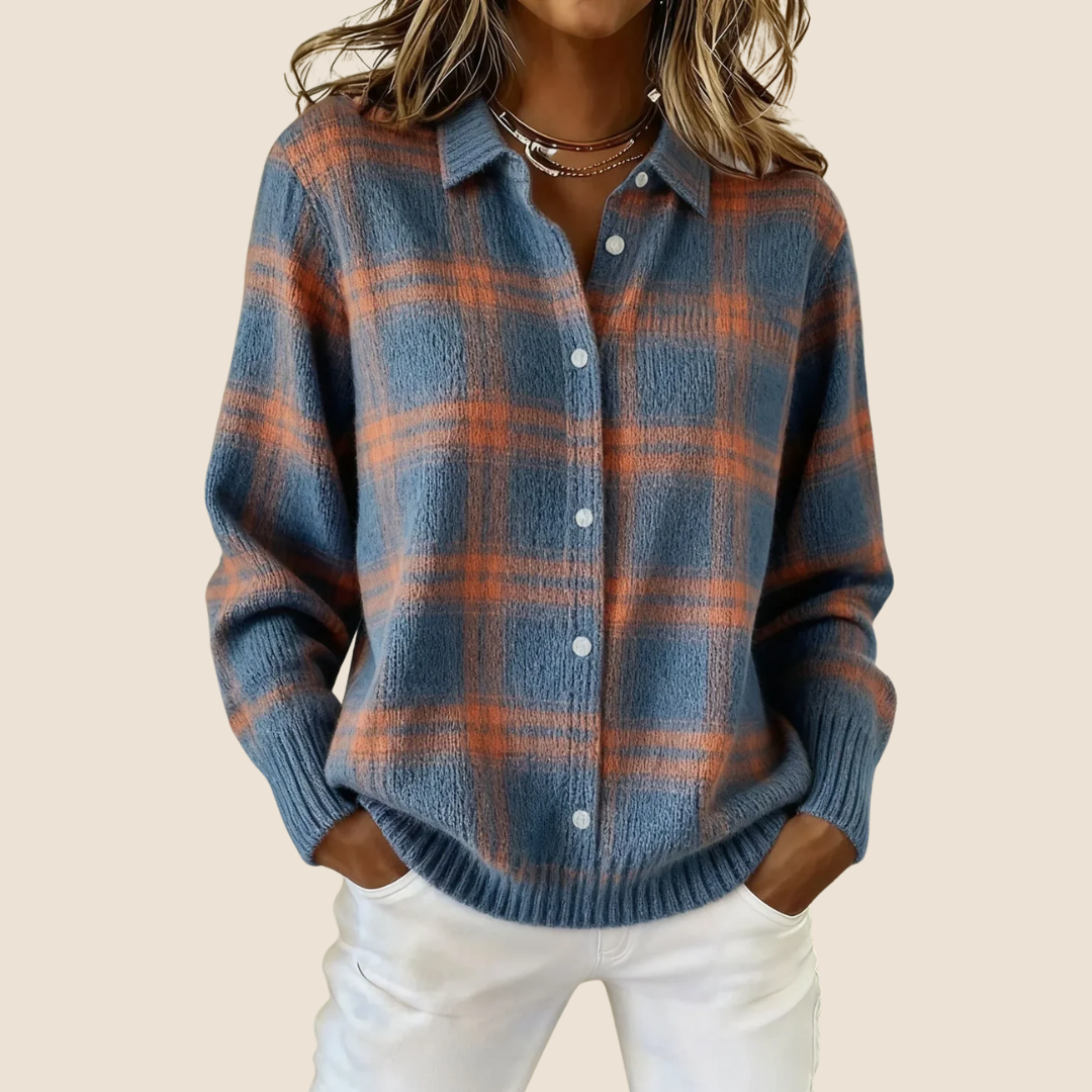 Karierter Pullover Kragen für Frauen | Seraphine -2