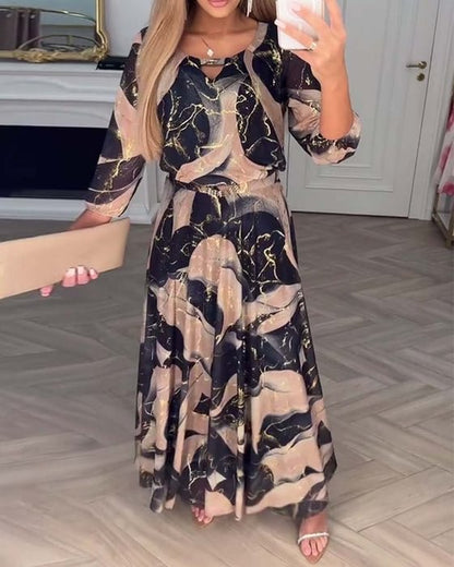 Women's Printed Round Neck Maxi Dress | Chavelle