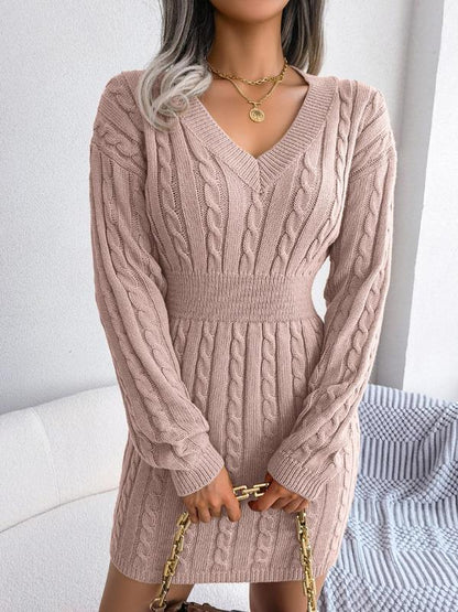 Ausschnitt Strickkleid Langarm für Frauen | Holly -3