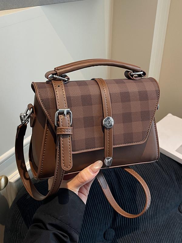 Kompakte Schultertasche Kontrastnähten für Frauen | Elvoria -7