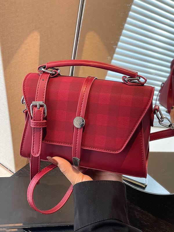 Kompakte Schultertasche Kontrastnähten für Frauen | Elvoria -5