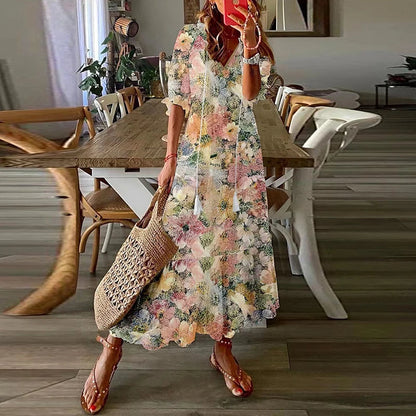 Elegantes Edles Sommerkleid mit Print für Damen | Anna -2
