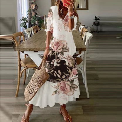 Elegantes Edles Sommerkleid mit Print für Damen | Anna -3
