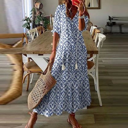 Elegantes Edles Sommerkleid mit Print für Damen | Anna -4