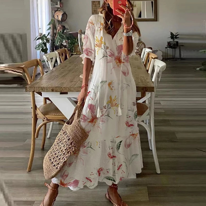 Elegantes Edles Sommerkleid mit Print für Damen | Anna -5