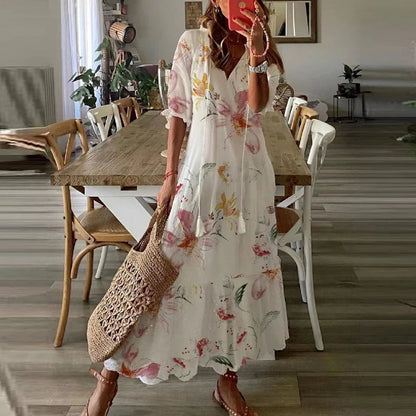 Elegantes Edles Sommerkleid mit Print für Damen | Anna -5