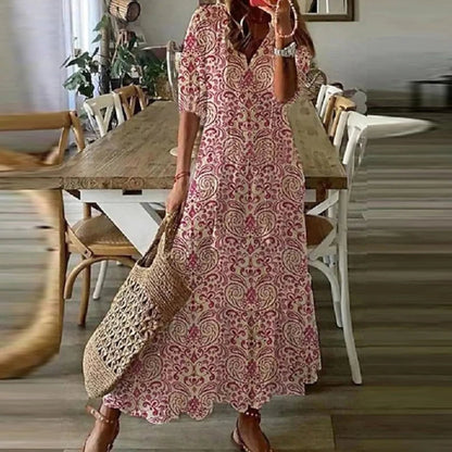 Elegantes Edles Sommerkleid mit Print für Damen | Anna -6