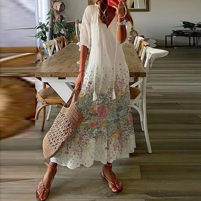 Elegantes Edles Sommerkleid mit Print für Damen | Anna -7