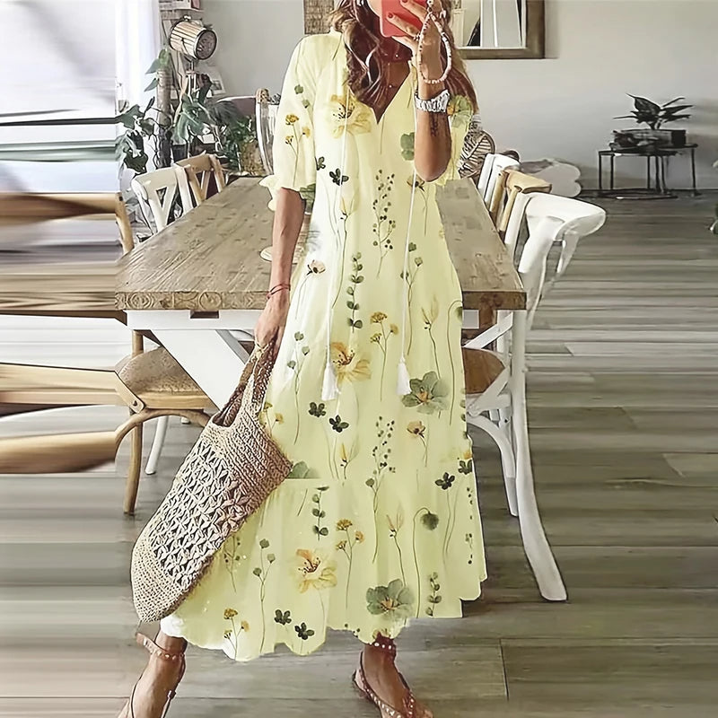 Elegantes Edles Sommerkleid mit Print für Damen | Anna -8